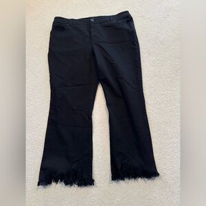 Inc black denim - fringe bottom- ankle length, regular fit, size 16